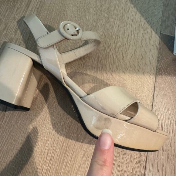 Prada Prada Block Heel Slingback Platform Nude Tan - Picture 9 of 10